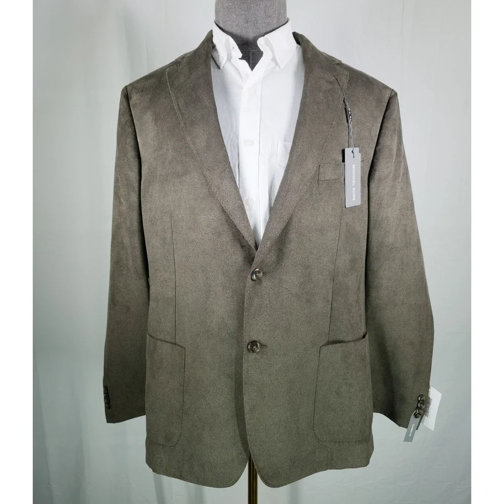 Michael Kors Sport Coat Men 44R Green Faux Suede Classic Fit Quiet Luxury NWT